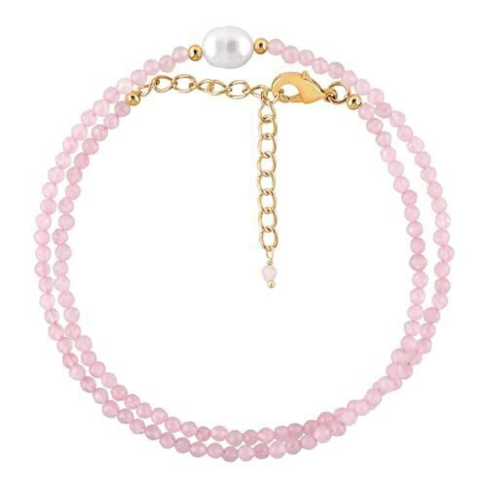 3211 Natural Rose Quartz Gemstone Gold Necklace , April Birthstone, Crystal